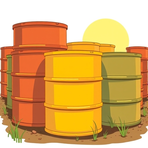 Illustration of oil barrels