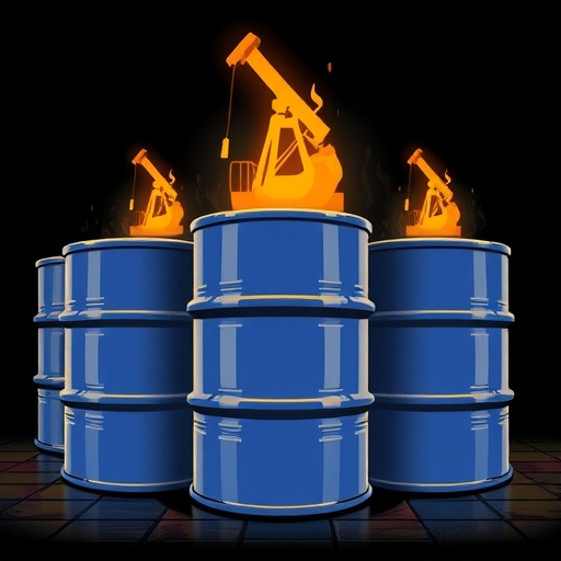 Illustration of oil barrels