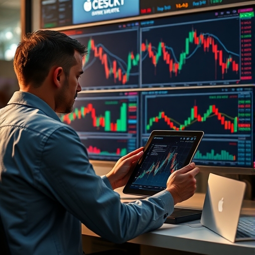 A trader analyzing charts