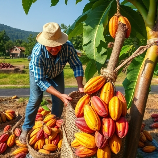 cocoa beans harvesting