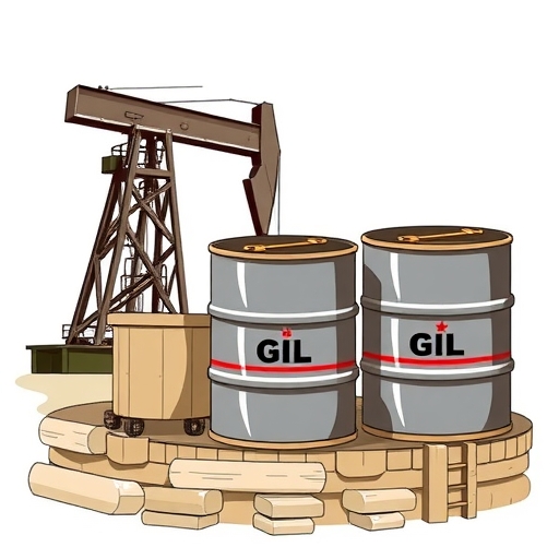 Crude oil barrels illustration