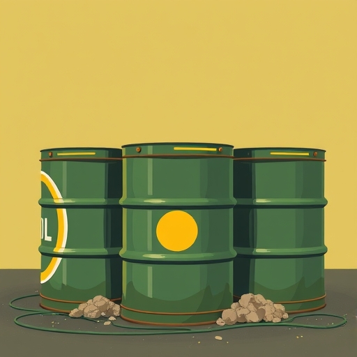 Crude oil barrels illustration
