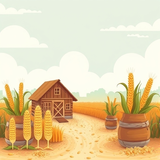 Illustration of an active grain trading floor.