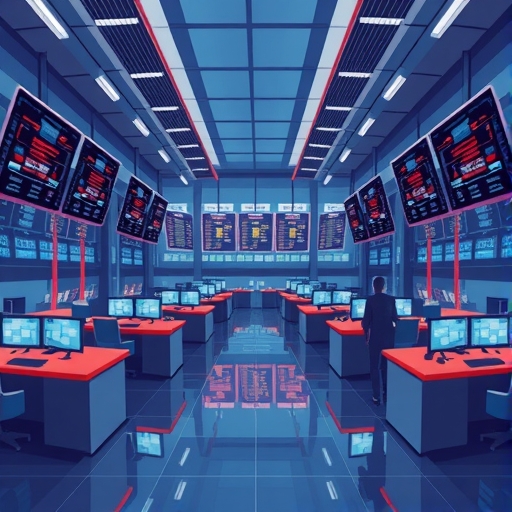 An illustration of a trading floor.