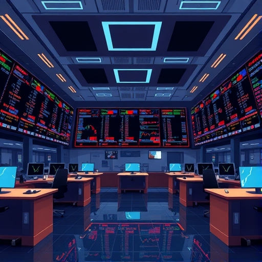 An illustration of a trading floor.