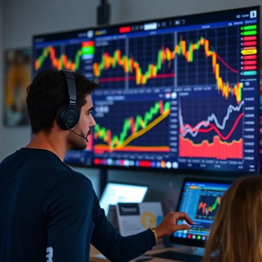 A trader analyzing charts.