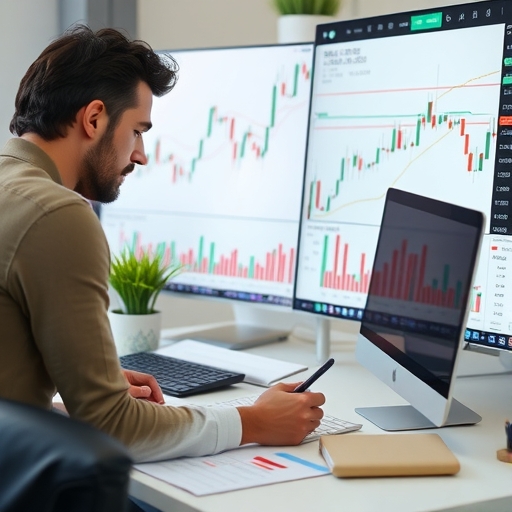 A trader analyzing charts.
