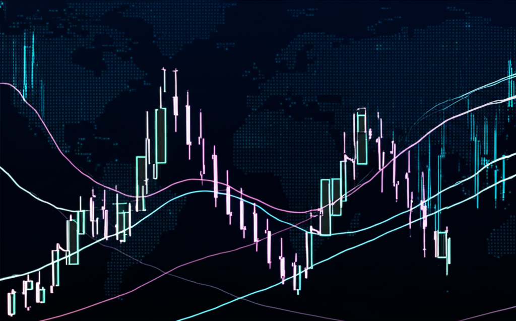 A visual representation of market volatility with a jagged, erratic line graph sharply moving up and down.