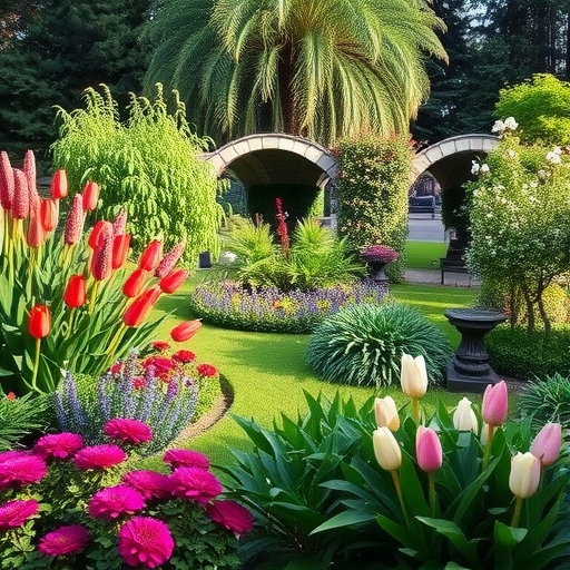 A beautiful garden scene.