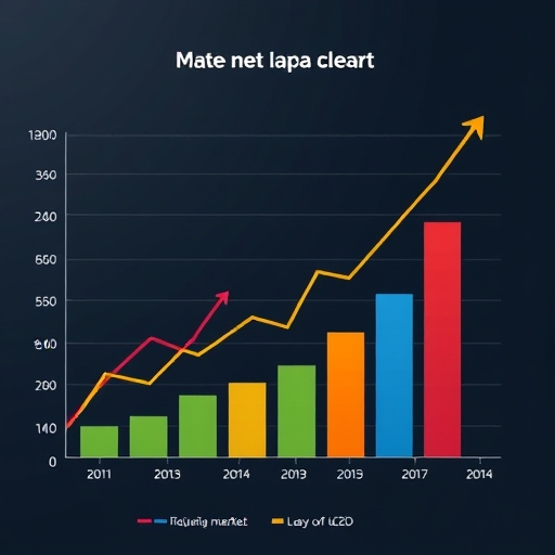 A digital market growth chart with data points.