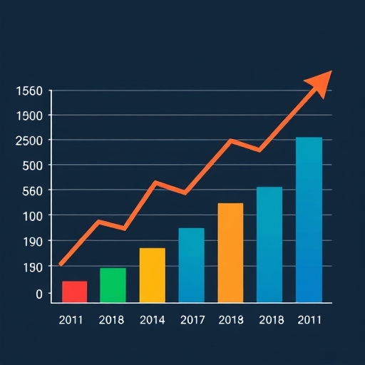 A colorful market growth chart.