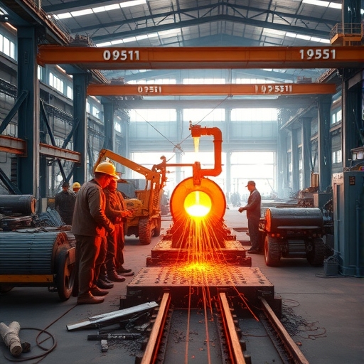 A steel production line.