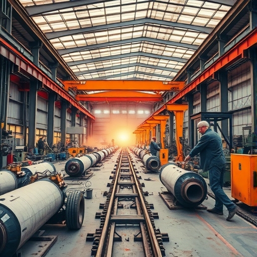 A steel production line.