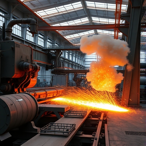 A steel production line.