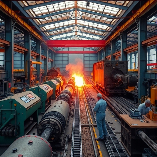 A steel production line.