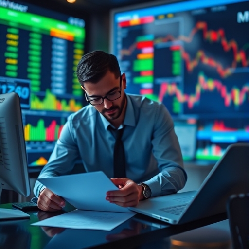 Traders analyzing contracts.