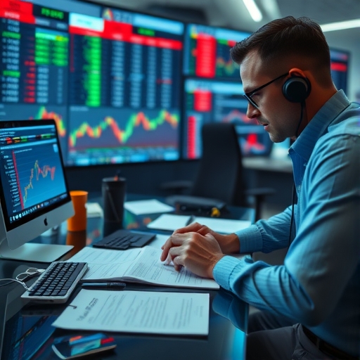 Traders analyzing contracts.