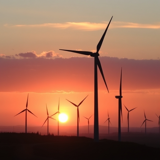 wind turbines at sunrise