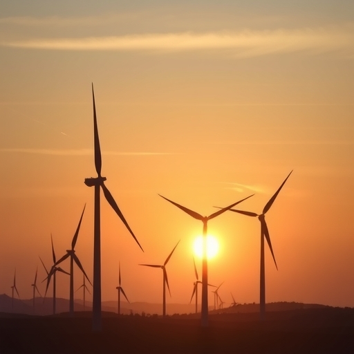 wind turbines at sunrise