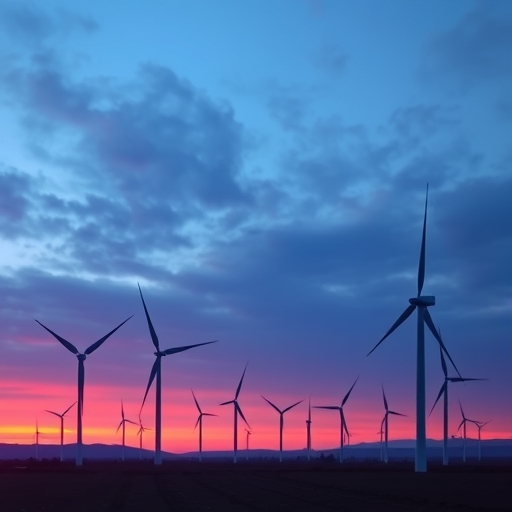 wind turbines at sunrise