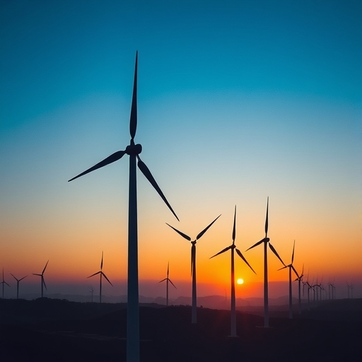 wind turbines at sunrise
