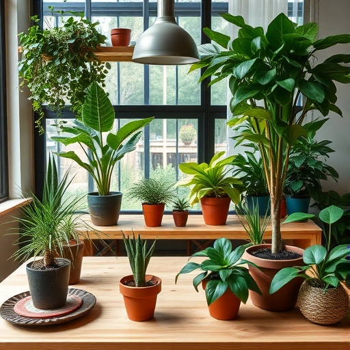 A workspace with plants.