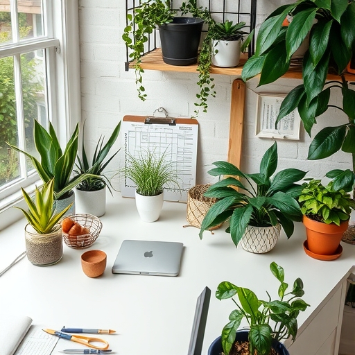 A workspace with plants.