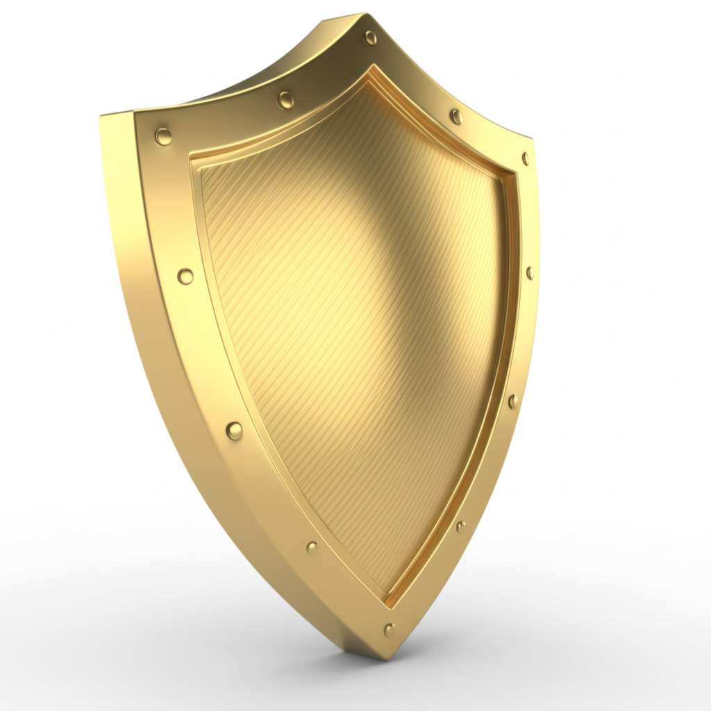 Gold shield protecting investments from market volatility