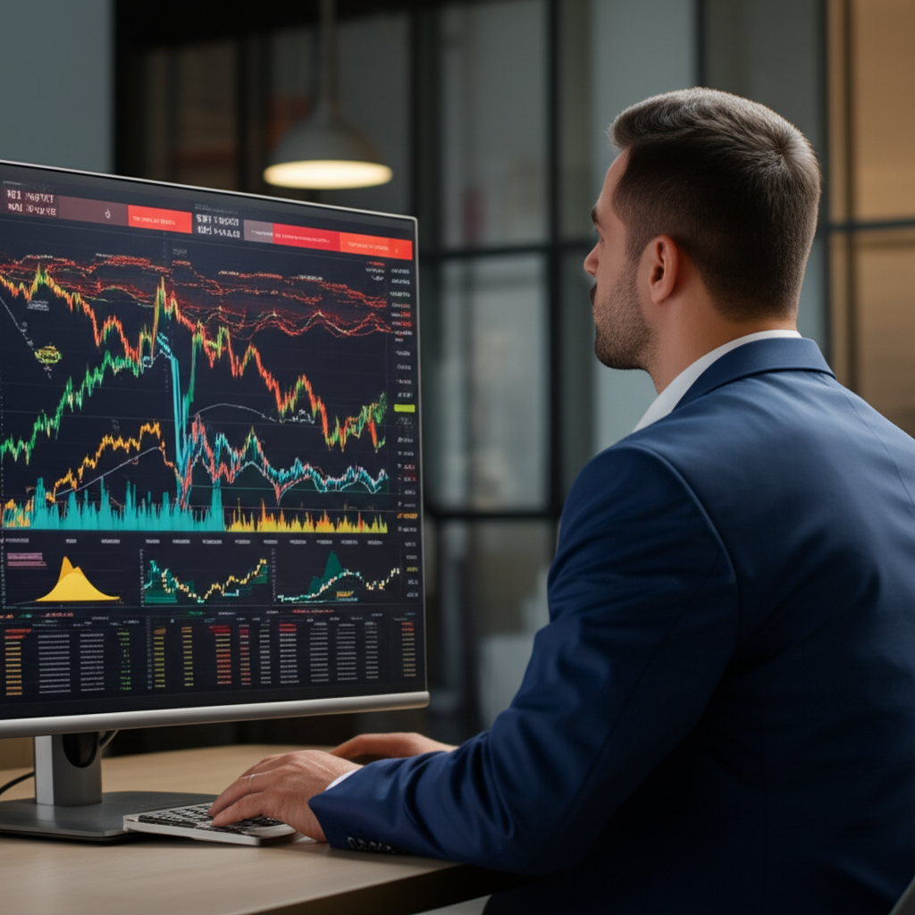 US investor viewing commodity data on a digital dashboard