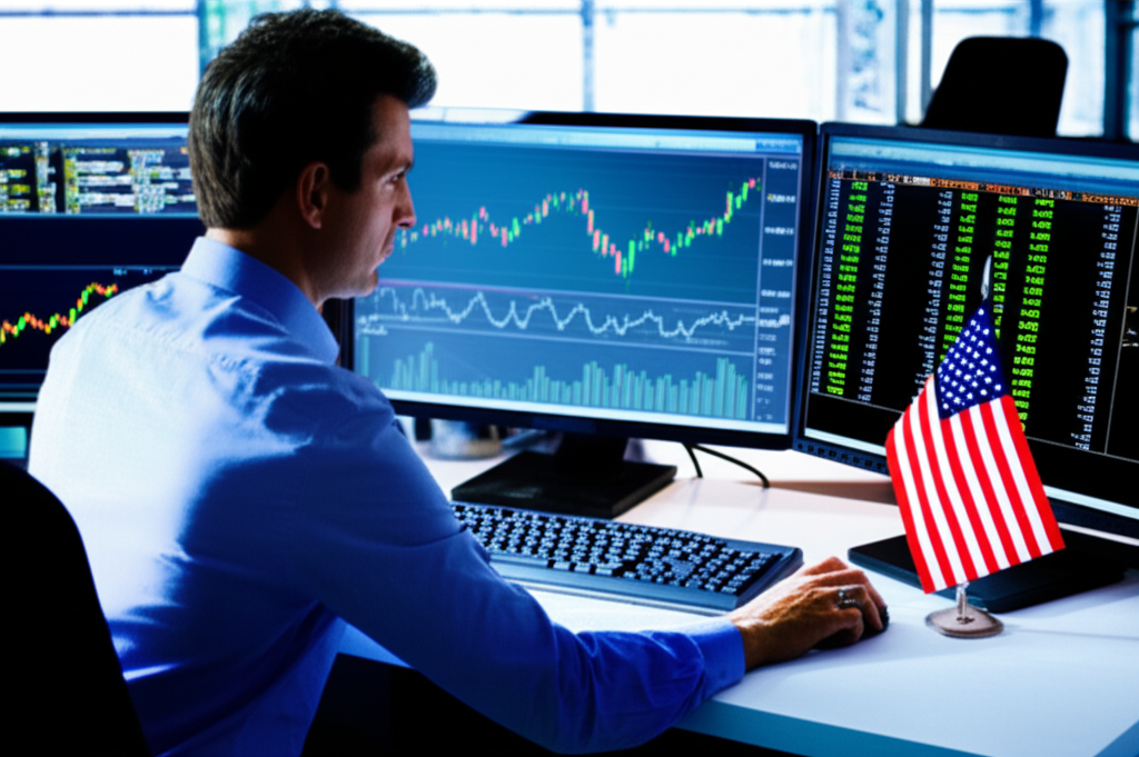 US investor analyzing forex