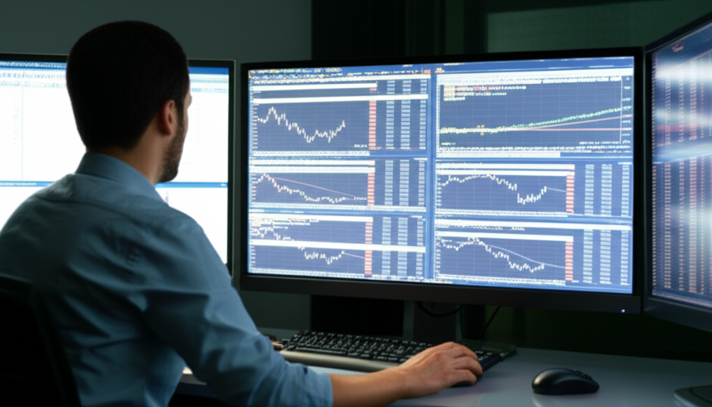 US trader analyzing forex charts