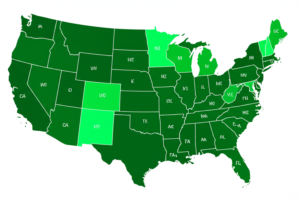 Illustration of green financial growth overlaid on a US map, symbolizing sustainable investing opportunities across the country