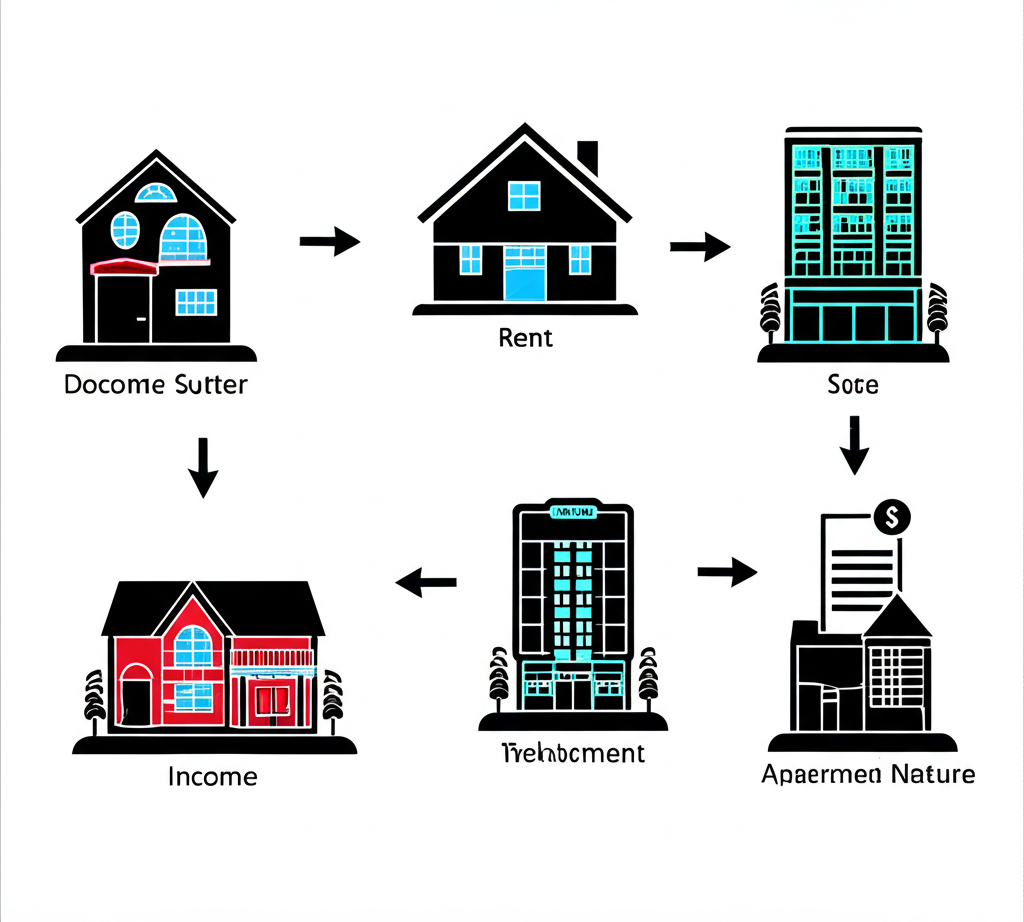 Income stream real estate illustration