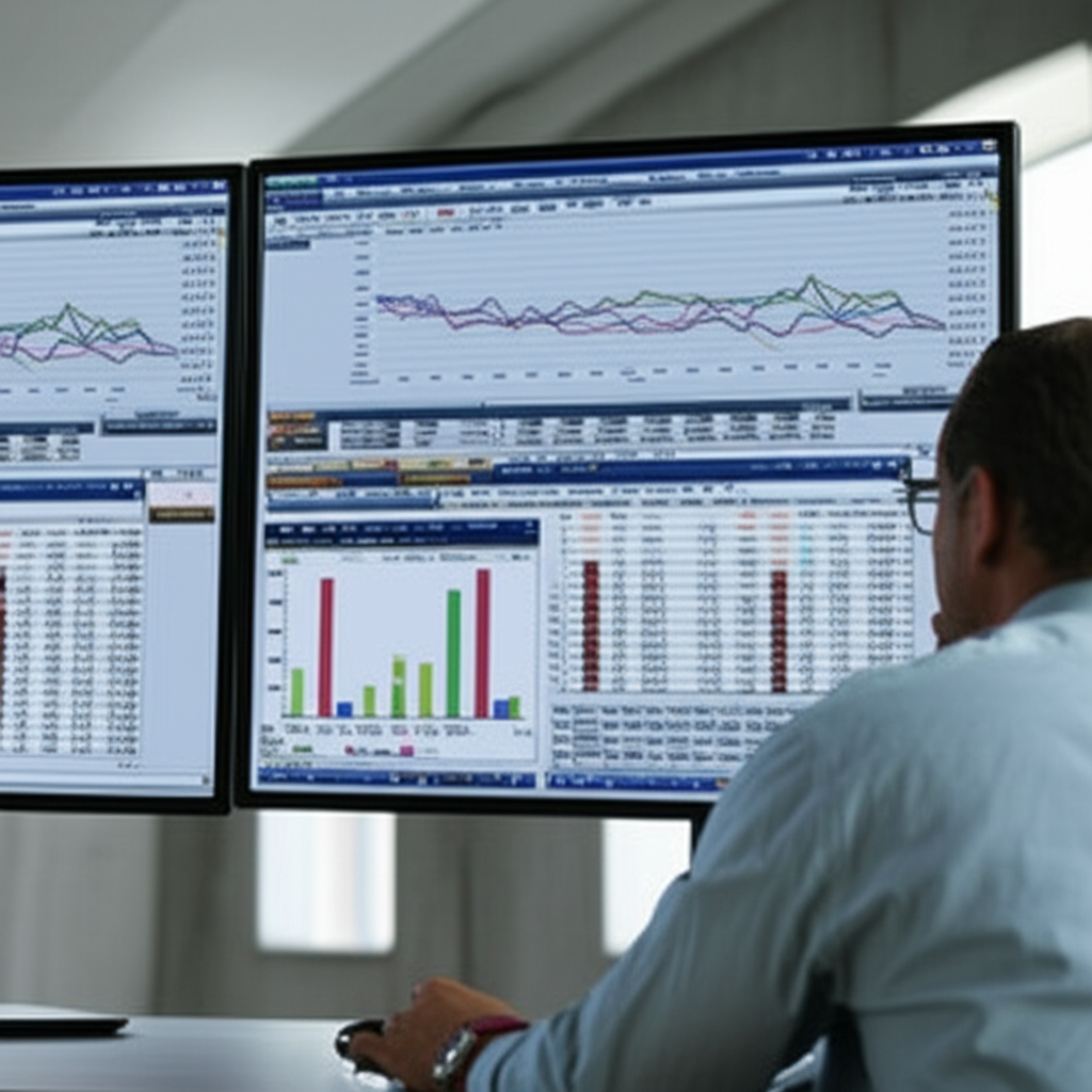 U.S. investor analyzing bond performance charts on a digital dashboard, representing strategic planning for high-yield investments