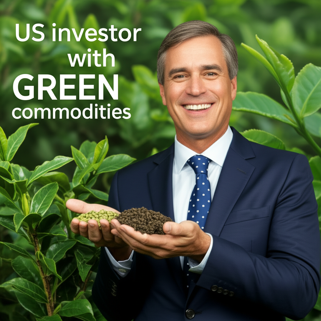 U.S. investor analyzing green commodities and ESG data on digital dashboard
