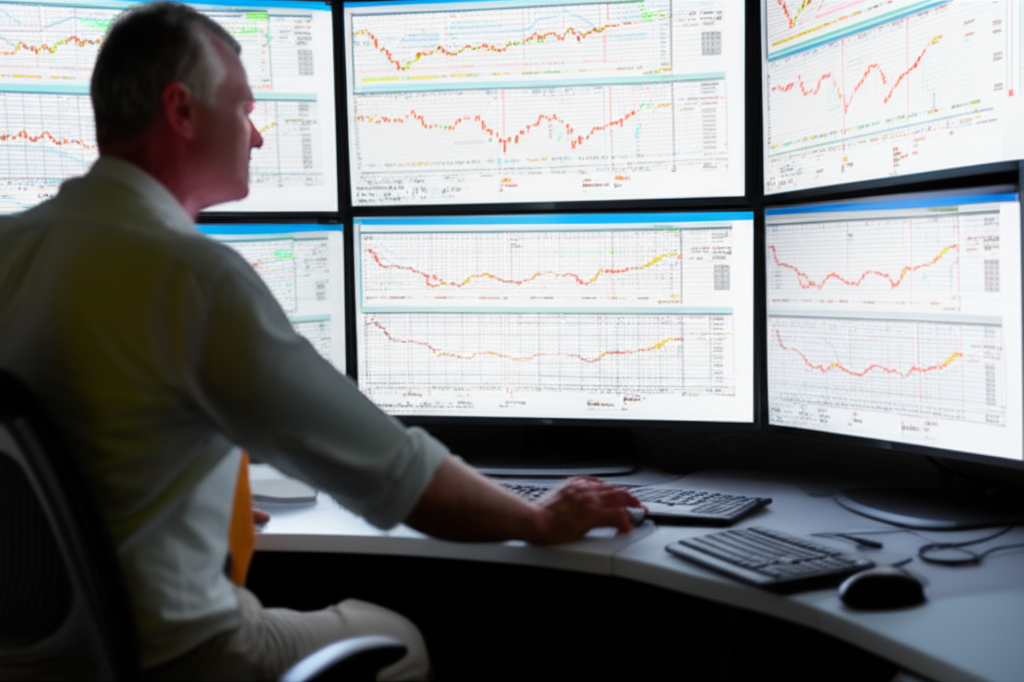 Investor analyzing commodity charts