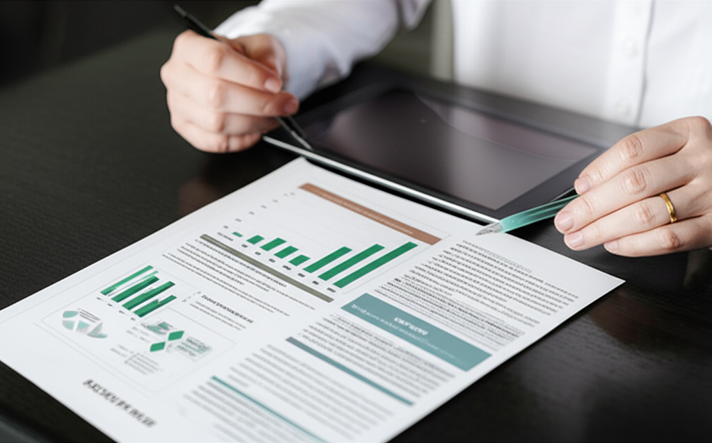Investor thoughtfully selecting sustainable funds on a digital screen, representing informed choices in ESG investing
