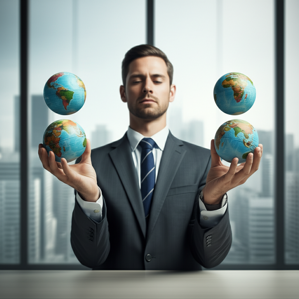 Investor analyzing charts to balance risks in global commodity and currency markets
