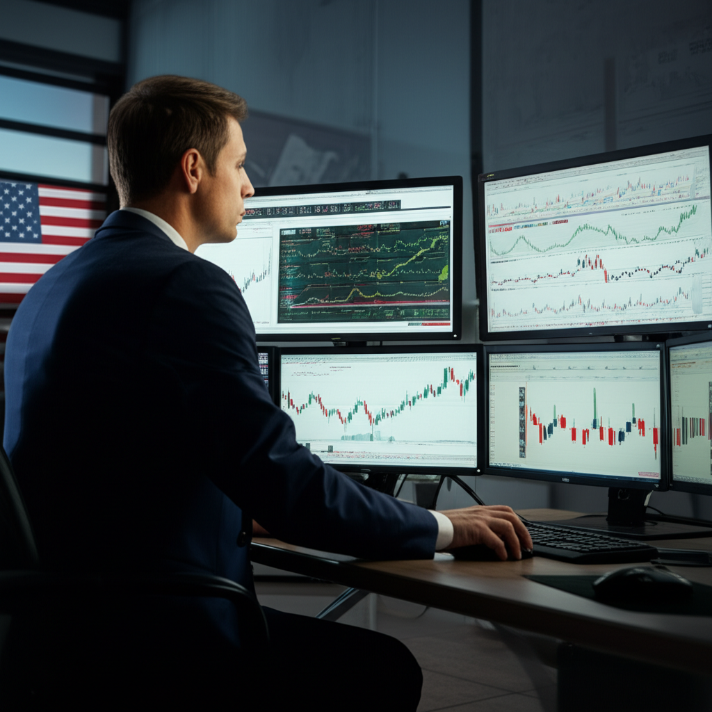 Investor analyzing charts in the US market