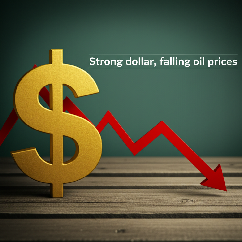 Chart showing strong US dollar leading to declining oil prices