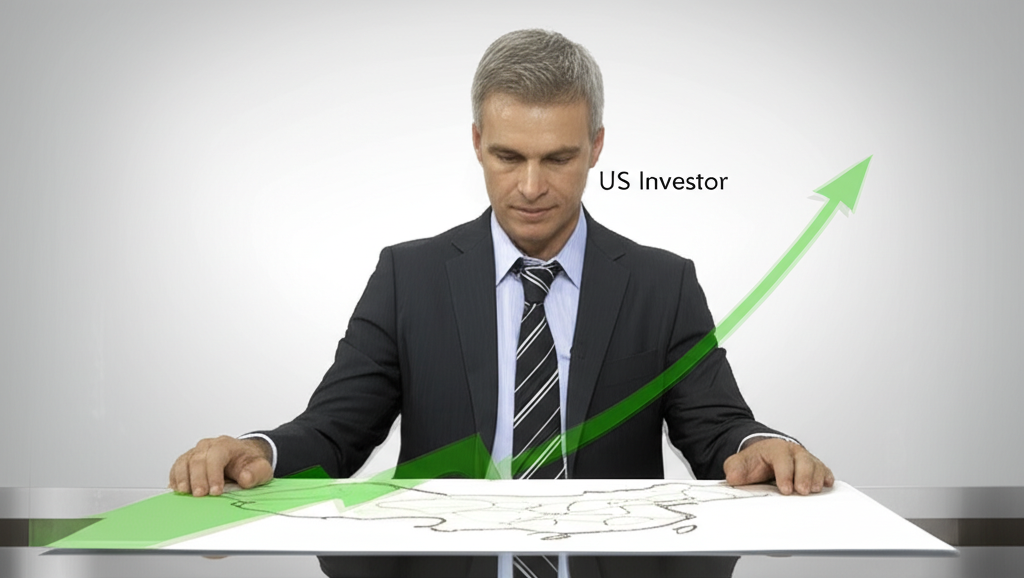 US investor analyzing map of China highlighting economic growth opportunities