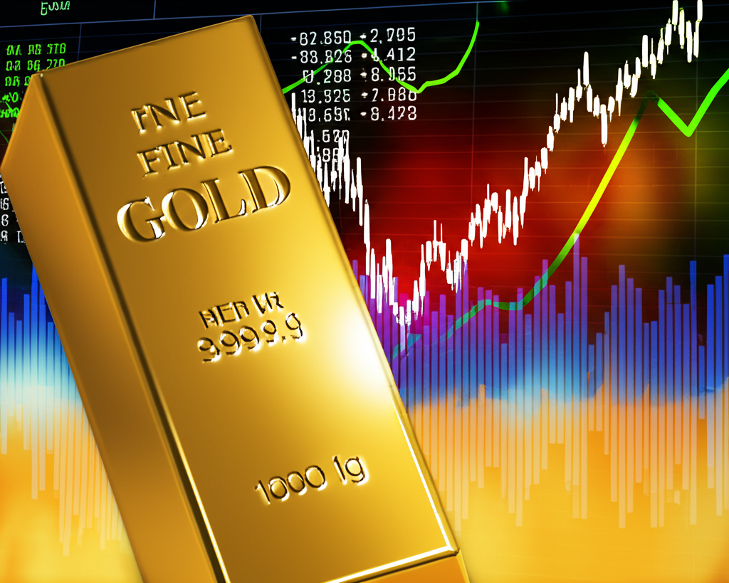Gold bar and digital futures chart illustrating the contrast between tangible assets and contract-based trading