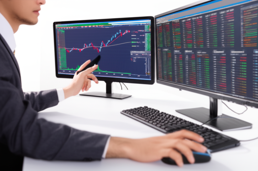 Investor analyzing commodity data