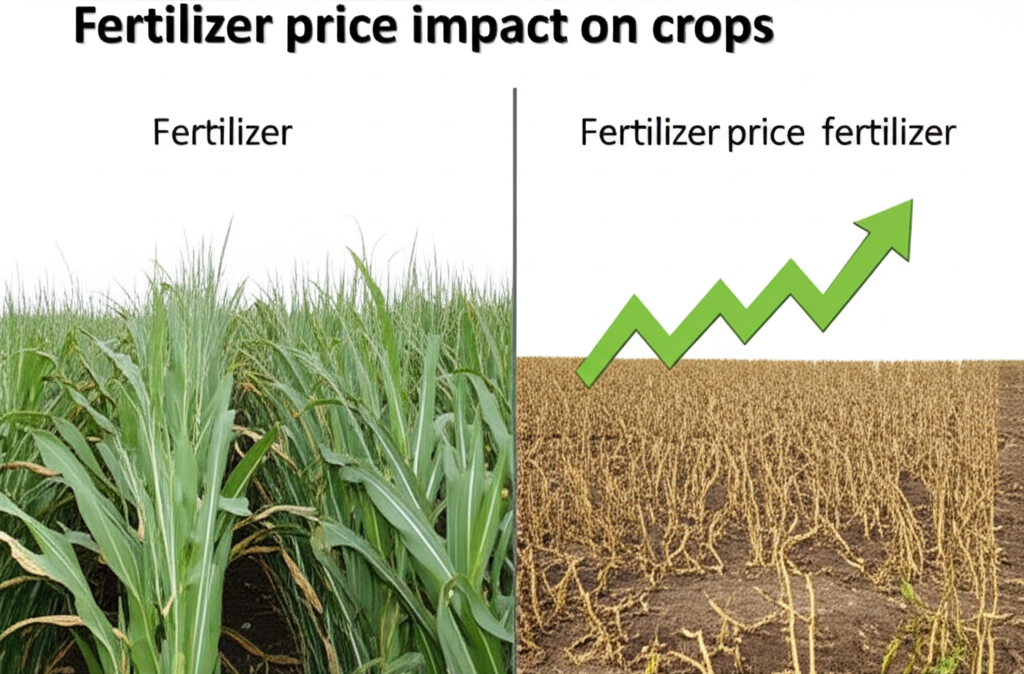 Graph illustrating the impact of fertilizer price fluctuations on crop yields and farm economics