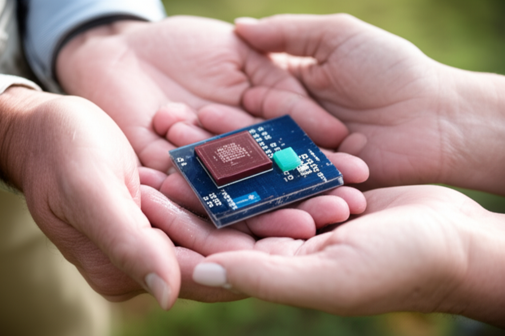 Hands of an investor interacting with digital screens displaying agriculture technology interfaces and market data