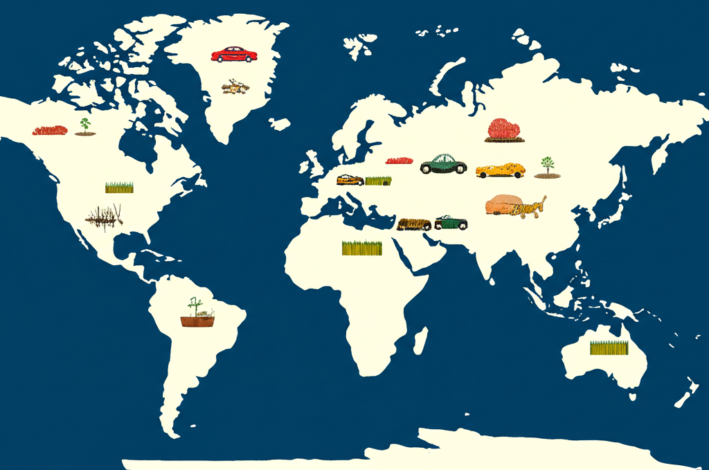 World map highlighting regions impacted by the global food crisis