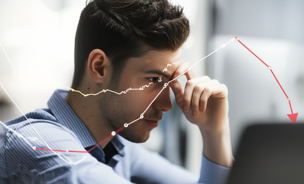 Investor analyzing inverse ETF chart