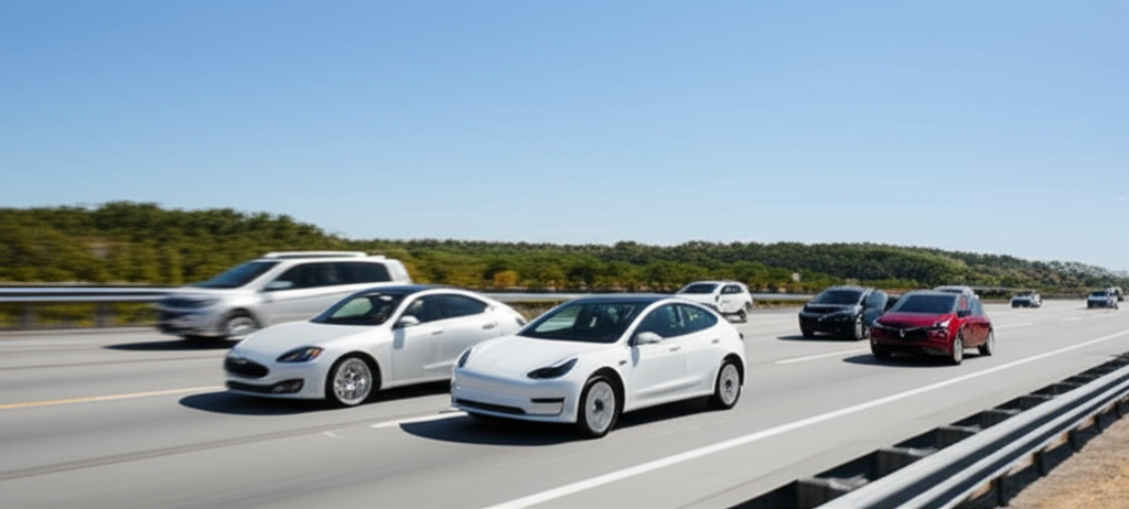 Electric cars on US highway