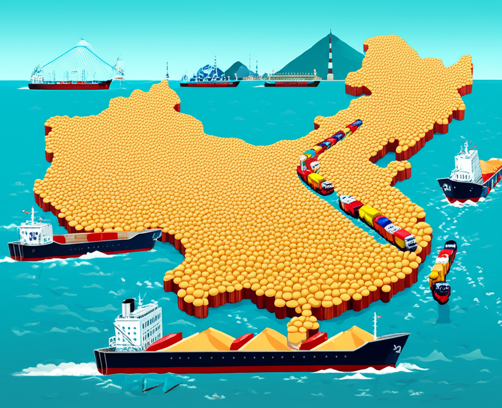 China's vast soybean imports, illustration