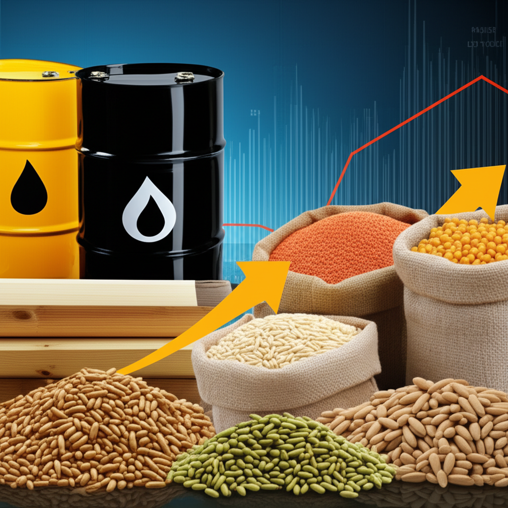 Graph showing commodities prices surging amid inflation trends